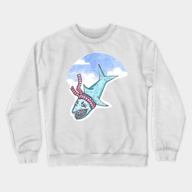 Cute Shark Falling From The Sky Crewneck Sweatshirt by maxberube